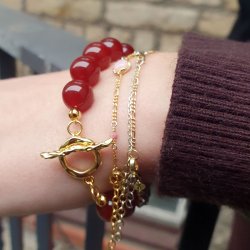 Knebelverschluss, uneben, Stangenl�nge 23 mm, �se 14 mm, Silber vergoldet, 1 Satz