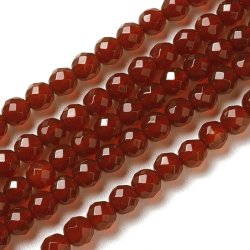 Karneol, rund, facettierte Perle, rotbraun, 3 mm. 20 Stk
