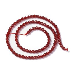 Karneol, rund, facettierte Perle, rotbraun, 3 mm. 20 Stk