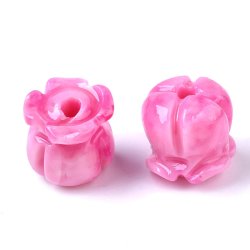 Synthetische Korallenperle, rosa Tulpe, 8,5x8, Loch 1,5 mm, 6 Stk.