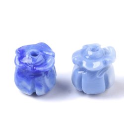 Synthetische Korallenperle, blaue Tulpe, 8,5x8, Loch 1,5 mm, 6 Stk.