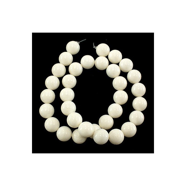 White coral bead, entire strand of beads, round rustic, 12mm, 32pcs.