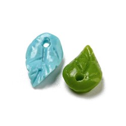 Blatt mit Loch, Korallenimitat, gemischte Farben, 10,5x6,5 mm, 6 Stk.