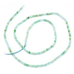 Chrysopras, ganzer Strang, hellgr&uuml;n, rund, facettiert, 2 mm, ca. 180 Stk.