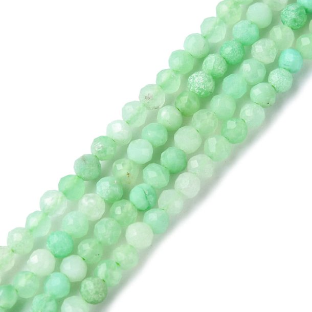 Chrysoprase, light green, round, facetted, 3 mm, 10pcs