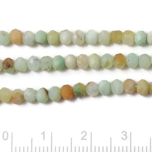 Chrysoprase, whole strand, light green and brown, roundel, facetted, 4x3 mm, appx. 120pcs