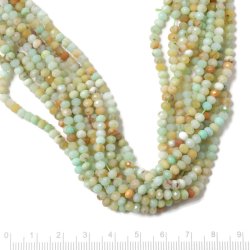 Chrysopras, ganzer Strang, hellgr&uuml;n und braun, rundelf&ouml;rmig, facettiert, 4x3 mm, ca. 120 Stk.