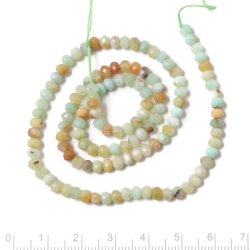 Chrysopras, ganzer Strang, hellgr&uuml;n und braun, rundelf&ouml;rmig, facettiert, 4x3 mm, ca. 120 Stk.