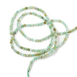 Chrysopras, ganzer Strang, gr&uuml;n, rund, facettiert, ca. 2,5 mm, 150 Stk.