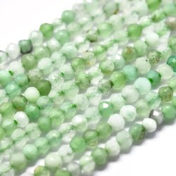 Chrysopras, ganzer Strang, gr&uuml;n, rund, facettiert, 2 mm, 150 Stk.