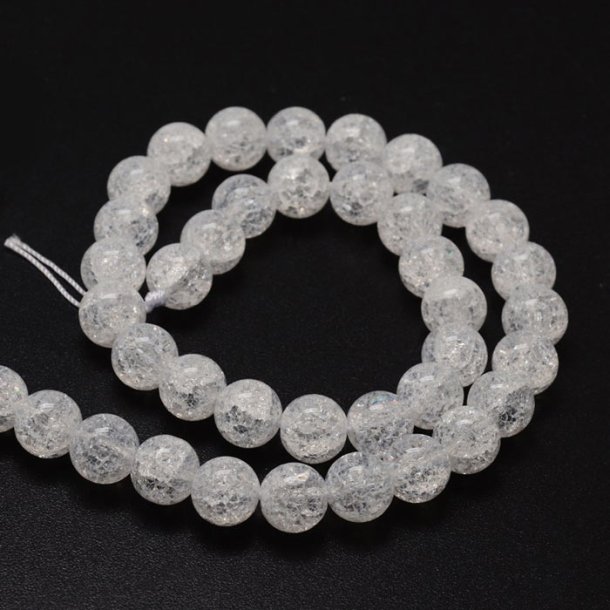 Crackle crystal, entire strand of beads, transparent round, 8mm, appx. 48pcs.