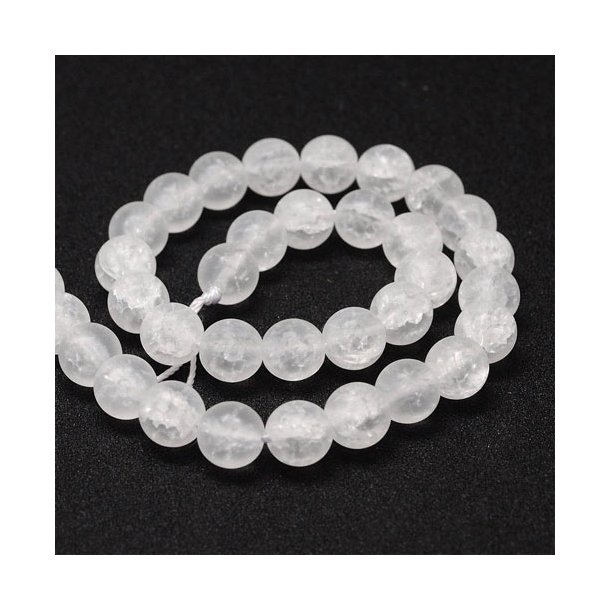 Crackle crystal, full strand, frosted, round, 6mm, 65pcs