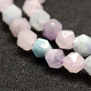 Kunzite, mixed blue and purple colors, faceted, uneven, 6 mm, 10pcs