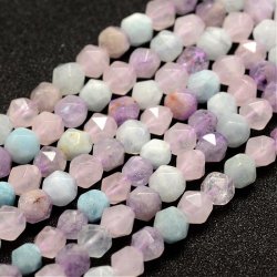 Kunzit, gemischte blaue und lila farben, facettiert, uneben, 6 mm, 10 Stk