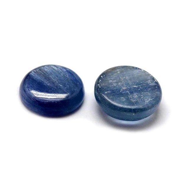 Kyanite cabochon (flat back), blue, round, 6mm, 1pc.