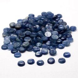 Kyanit Cabochon (flache R&uuml;ckseite), blau, rund, 6 mm, 1 Stk.