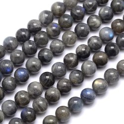 Labradorit, runde Perlen, grau, 10 mm.6 Stk