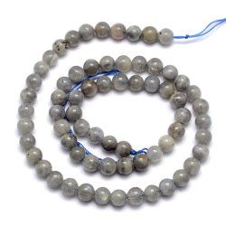 Labradorit, gr�ulich, abwechselnd, ganzer Strang, runde Perle, 6 mm. 60 Stk