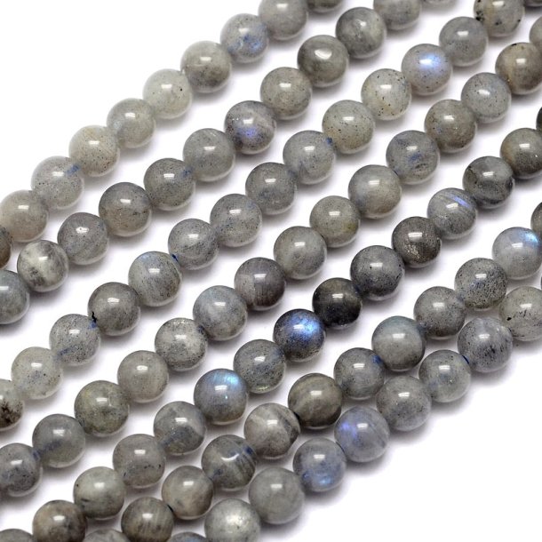 Labradorit, gr�lig, changerende, rund perle, 6 mm. 10 stk