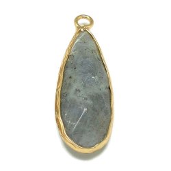 Vergoldeter Anh&auml;nger, Labradorit, Tropfen, 31x12 mm. 1 stk