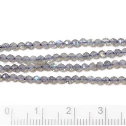 Labradorit, ganzer Strang, facettiert, rund, hell-grau, ca. 2.5 mm, 170 Stk