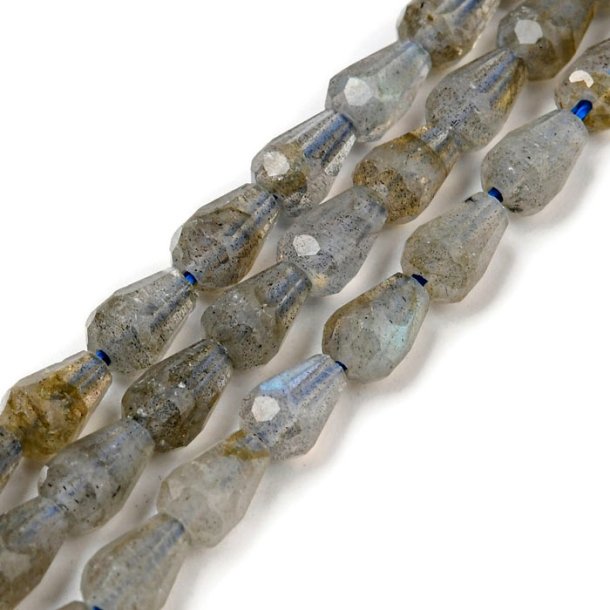 Labradorite, whole strand, faceted drop bead, 6x4 mm, approx. 58 pcs