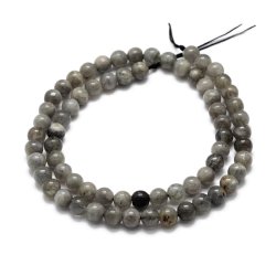 Labradorit, gr&auml;ulich, alternierend, ganzer Strang, runde Perle, 4 mm. ca. 107 Stk.