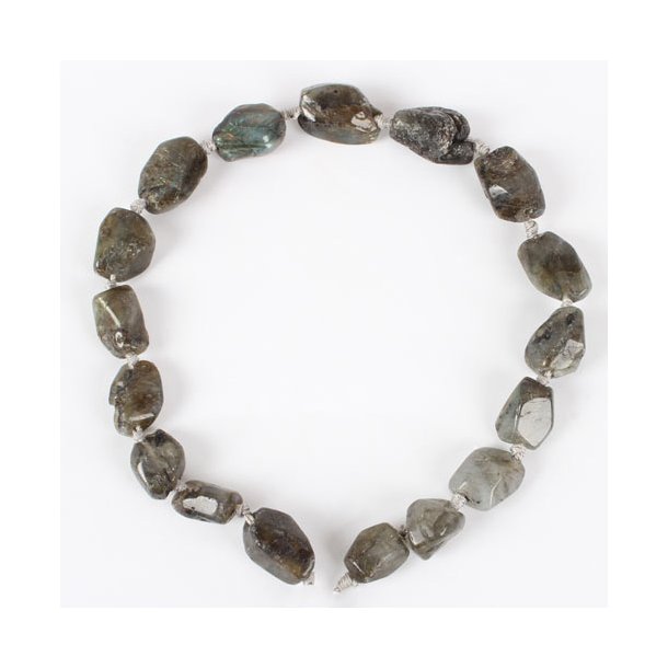 Labradorite, strand, large polished nuggets, gray, ca. 25x15mm, ca. 11-13 pcs