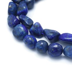 Lapis Lazuli, ganzer Strang, polierte blaue Nuggets, ca. 12x8x6 mm, ca. 40 Stk