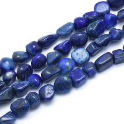 Lapis Lazuli, ganzer Strang, polierte blaue Nuggets, ca. 12x8x6 mm, ca. 40 Stk