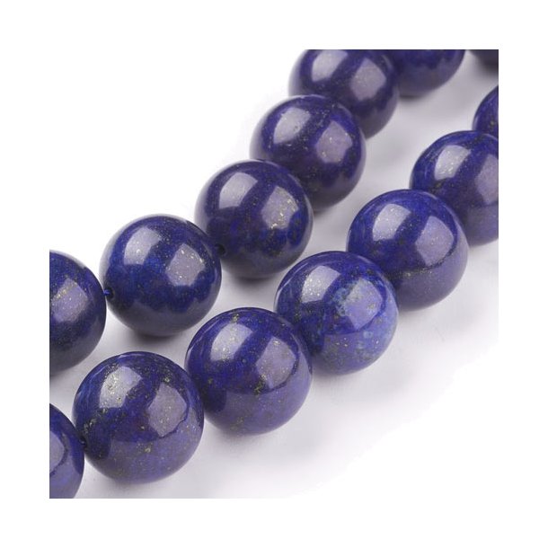 Lapis-Lazuli, dyb bl m. gnister, rund, 14 mm, 2 stk