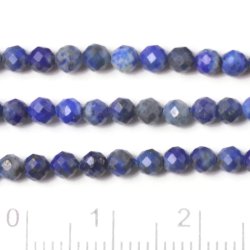 Lapislazuli, ganzer Strang, tiefblau, klein, rund, facettiert, 3 mm, ca. 130 Stk