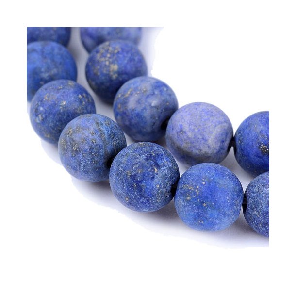 Lapis Lazuli beads, frosted, color improved, dark blue, round, 10 mm, 4pcs