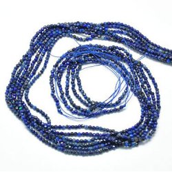 Lapislazuli, ganzer Strang, tiefblau, klein, rund, facettiert, 2 mm, ca. 160 Stk
