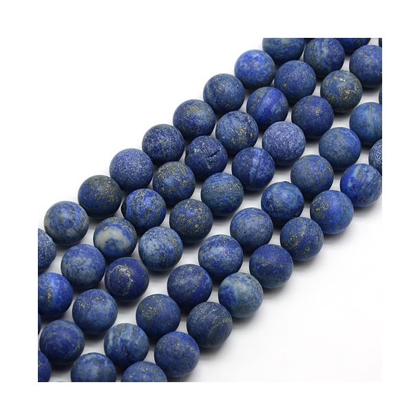 Lapis-Lazuli, farvet, mat, rund perle, mrk bl, 10mm, streng ca. 37 stk