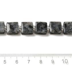 Larvikit, quadratische Verschlussperle, dunkelgrau changierend, ca. 10x10x5 mm, 1 Stck