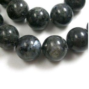 Larvikite, grey, iridescent, round bead, 14 mm. 6 pcs.