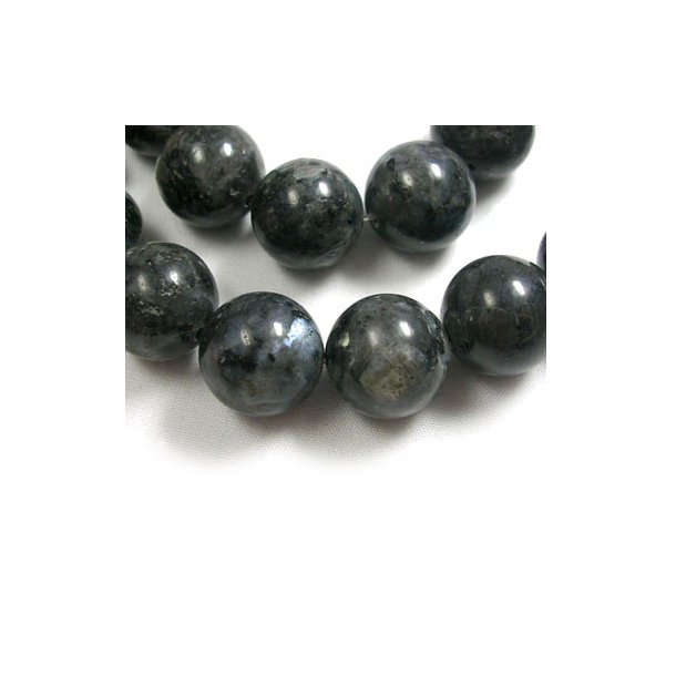 Larvikite, grey, iridescent, round bead, 14 mm. 6 pcs.