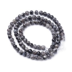 Larvikite, round bead, grey schimmering, 4 mm, 10pcs.