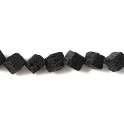 Lava-Perle, ganzer Strang, W&uuml;rfel, 6x6x6 mm, ca. 50 Stk