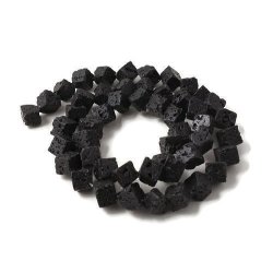 Lava-Perle, ganzer Strang, W&uuml;rfel, 6x6x6 mm, ca. 50 Stk