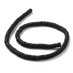 Lavaperle, Heishi, ganze Kette, flach rund, grob, schwarz, 6x3,5 mm. ca. 105 Stck