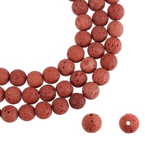 Lava imitation beads, red-brown, round, 8mm, 10 pcs