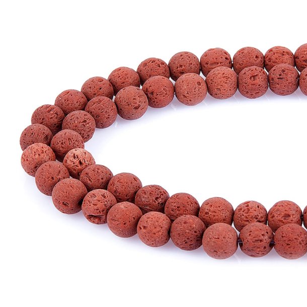 Lava imitation beads, entire strand, red-brown, round, 8mm, 47 pcs