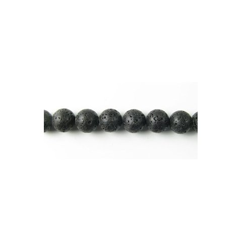Lava perle, hel streng, sort, rund, 16 mm, 25 stk.
