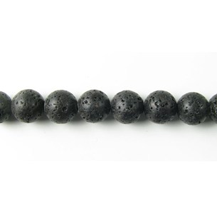 Lava-Perle, ganzer Strang, schwarz, rund, 16 mm, 25 Stück.