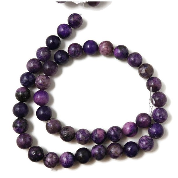 Lepidolite, full strand, purple shimmering with sparkles, 10mm, 39pcs