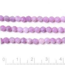 Lepidolith, ganzer Perlenstrang, hellviolett, rund, facettiert 4 mm, ca. 95 Stck