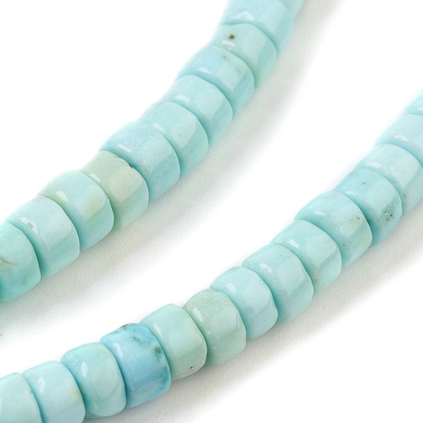 Magnesite, heishi beads, full strand, dyed turquoise, 4,5x2,5mm, flat round, appx. 155 pcs