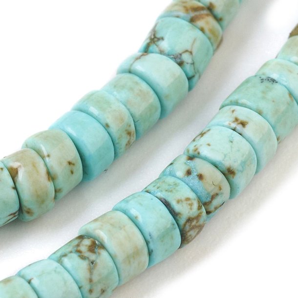 Magnesit, Heishi-Perlen, trkisfarben, ca. 4x2 mm, flach rund, 20 Stck